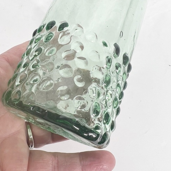 STARBUCKS Rare Limited Edition Handblown Green Glass 7" Tall Hobnail Tumbler - Picture 3 of 7